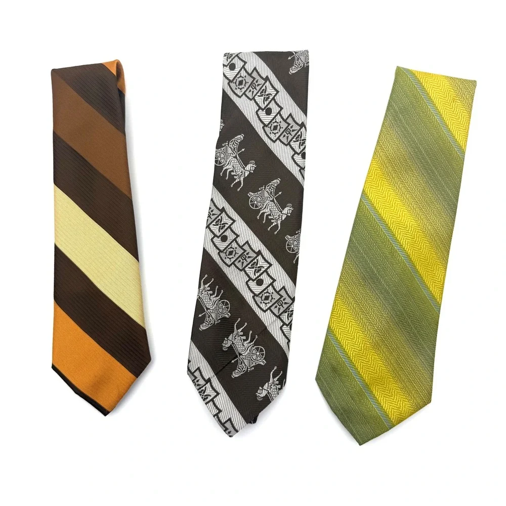Vintage 60s/70s -Men's Necktie Lot of 3 Wembley JCPenney Wide Retro Ties